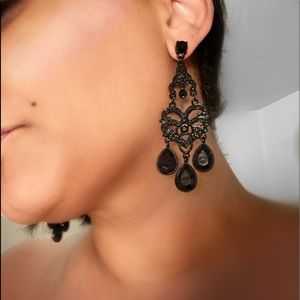 All Black Chandelier earrings.
